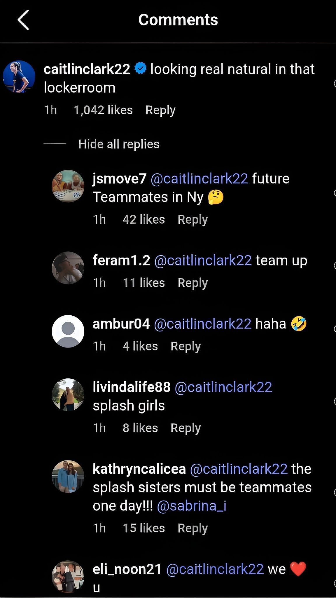 Comments on Caitlin Clark's reply